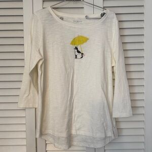 Talbots Crewneck Umbrella Cat Shirt